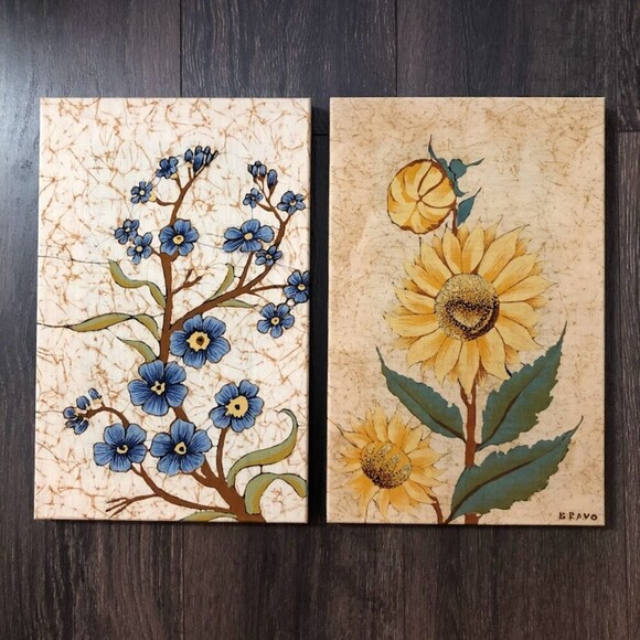 Vintage Midcentury Modern Screen Print Wall Hanging Art Floral Theme Bravo Print - Picture 1 of 9